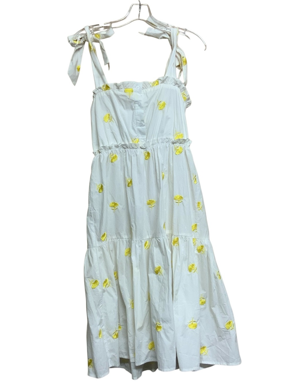 The Shirt by Rochelle Behrens Dress Medium Button Front White Floral Coquette